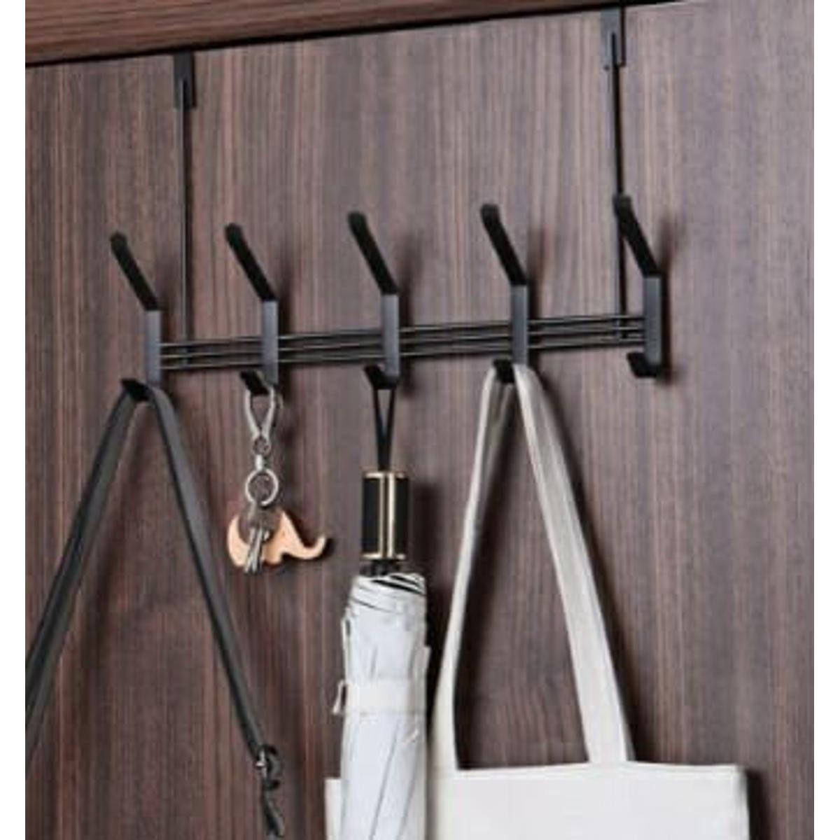 3-in-1 Black Metal Organizer Set – Bathroom Shelf, Over-the-Door Hook, & Lid Rack