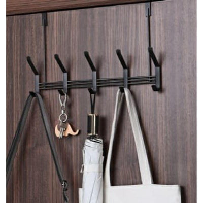 3-in-1 Black Metal Organizer Set – Bathroom Shelf, Over-the-Door Hook, & Lid Rack