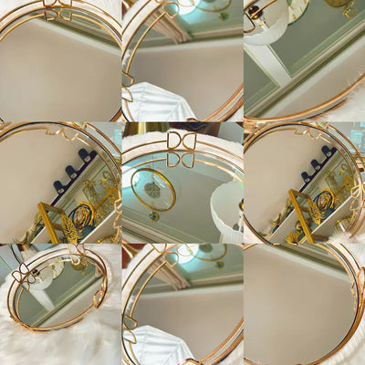 Elegant Golden Round Mirror Tray – Decorative & Functional