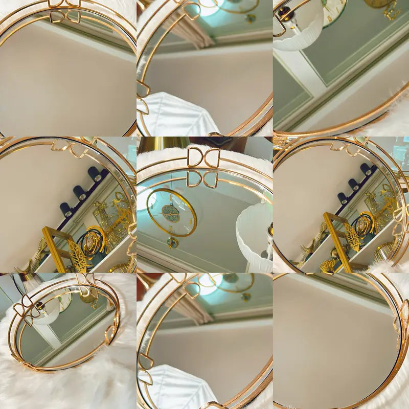 Elegant Golden Oval Mirror Tray – Decorative & Multi-Purpose