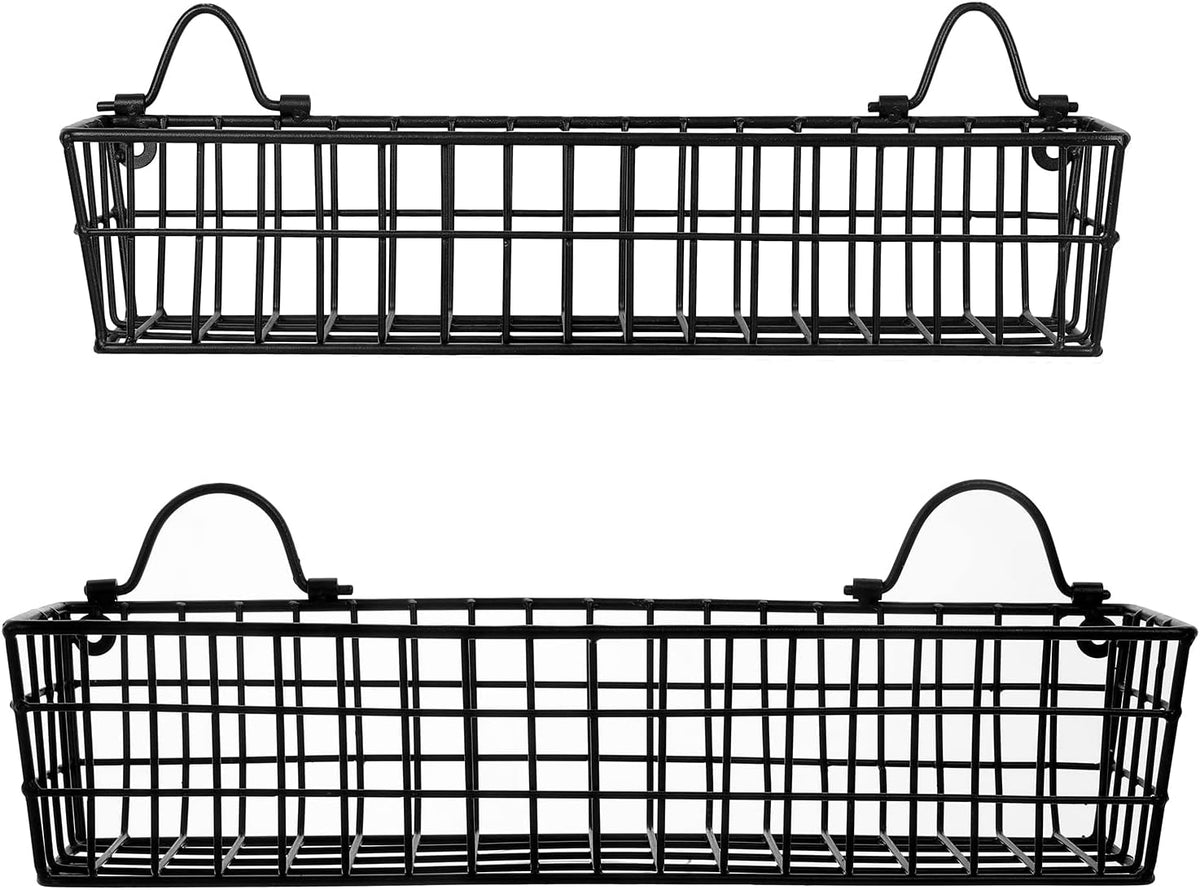 Wall Mounted Storage Baskets, Metal Wire Organizer