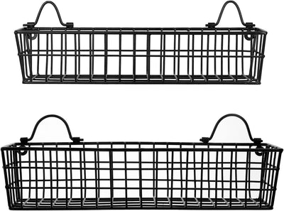 Wall Mounted Storage Baskets, Metal Wire Organizer