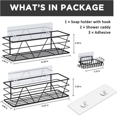 Bathroom Shelves 3-Pack Basket with Soap Dish Holder