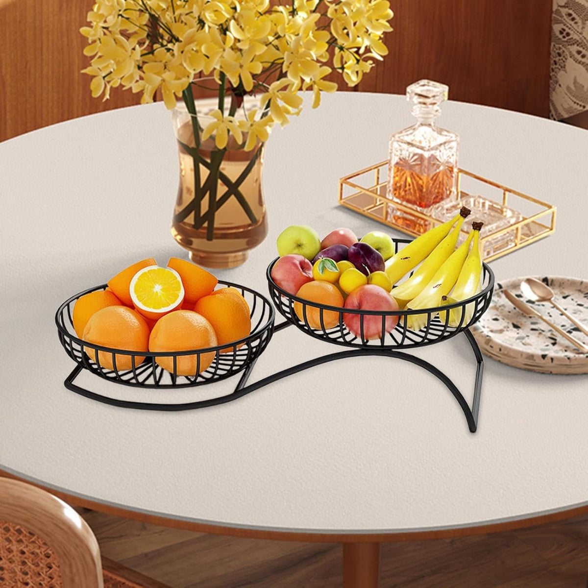 Round Metal Fruit Basket for Kitchen and table