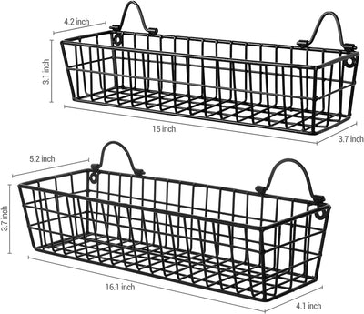 Wall Mounted Storage Baskets, Metal Wire Organizer