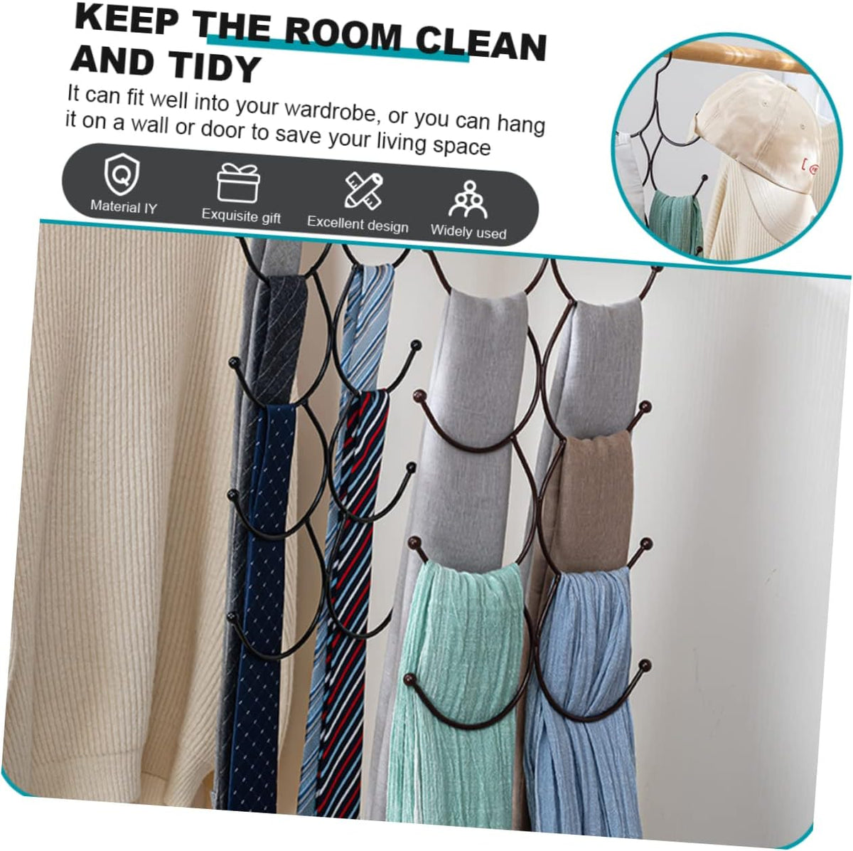 Multi-Hook Door / Wardrobe Hanging Organizer (Metal)
