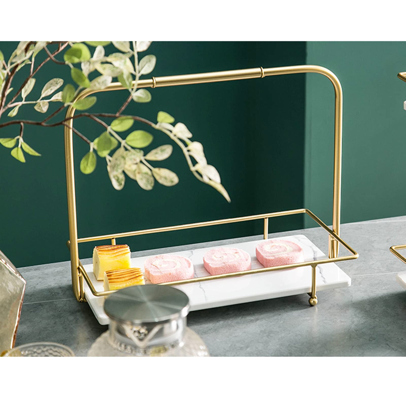 Rectangular Dessert Tray with Metal