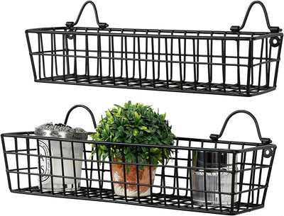 Wall Mounted Storage Baskets, Metal Wire Organizer