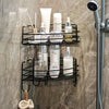 2-Tier Corner Bathroom Shelf with Hooks – Black