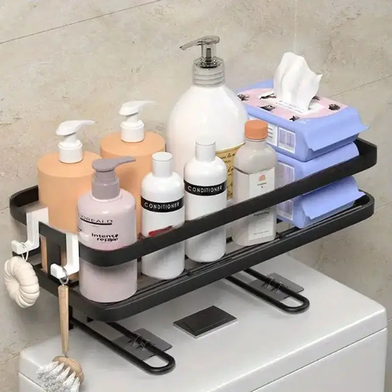 Multiple Compartments for Toiletries, Shampoo, Shower Gel, and Decorative Vase