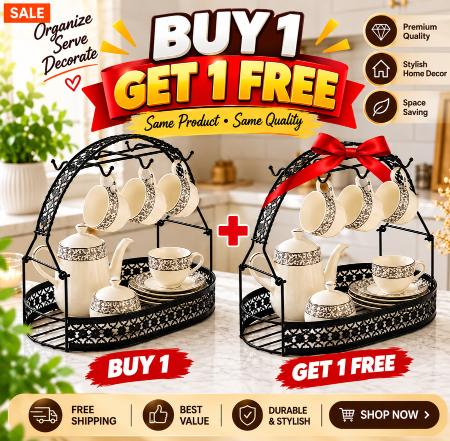 Metal Tea Cup & Organizer Rack – Stand Only (Crockery Not Included) | Buy 1 Get 1 Free