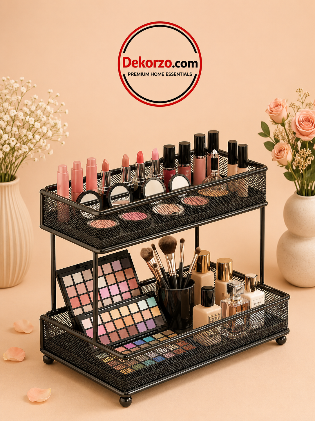 Metal Mesh Makeup & Countertop Organizer