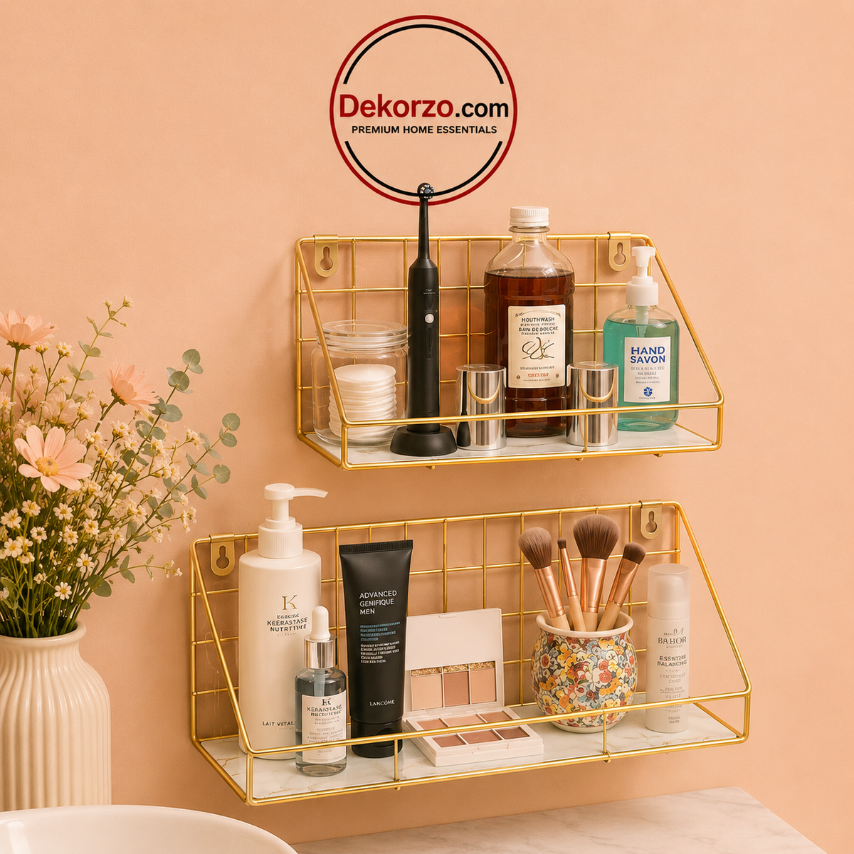 Shower Bathroom Caddy Gold Rust Proof