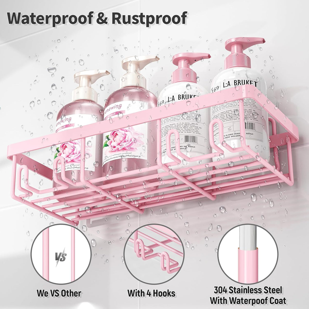 Bathroom Organizer Rack Set – Pink