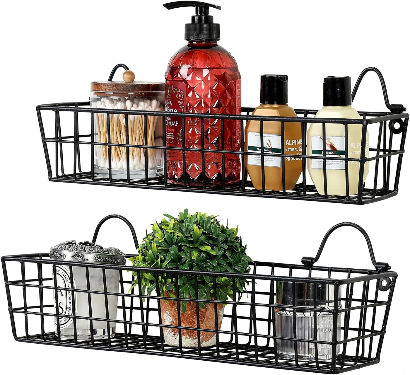 Wall Mounted Storage Baskets, Metal Wire Organizer
