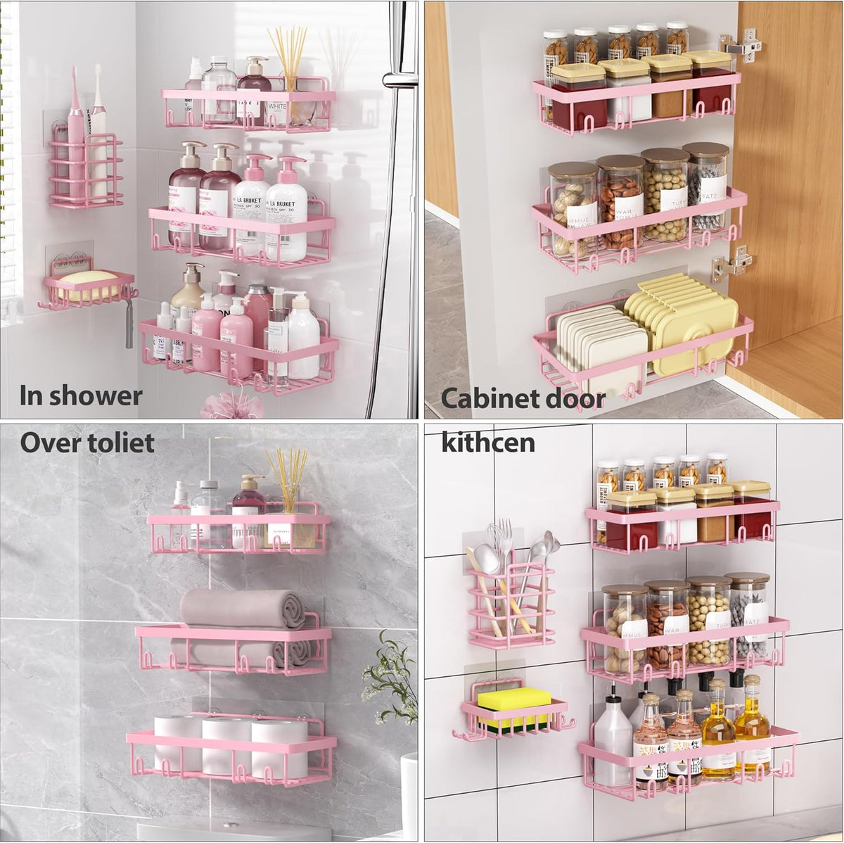 Bathroom Organizer Rack Set – Pink
