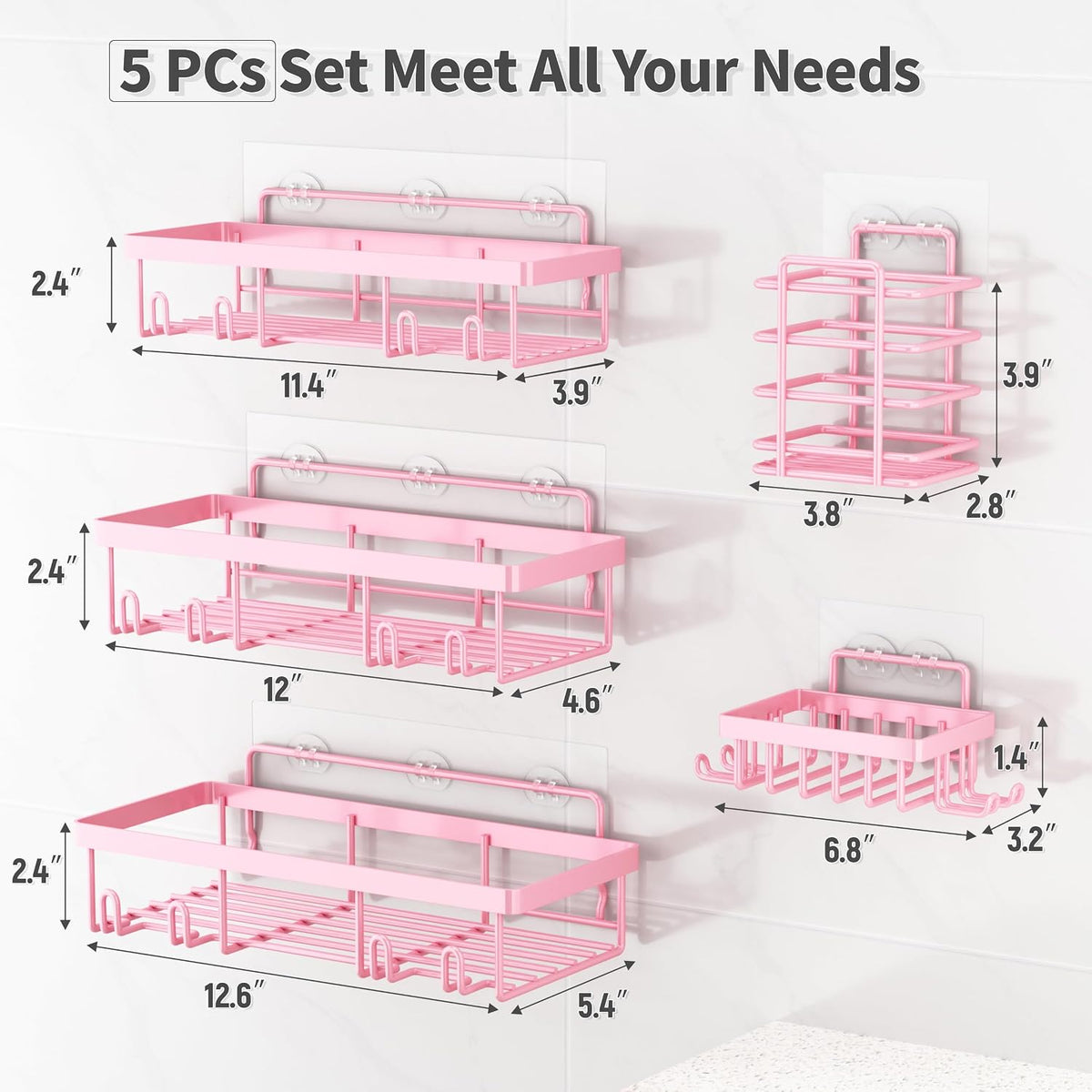 Bathroom Organizer Rack Set – Pink