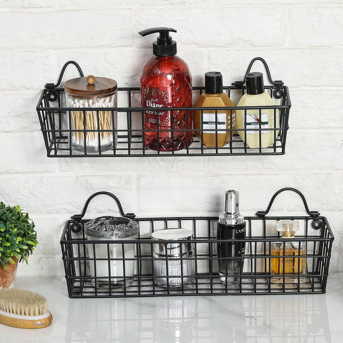 Wall Mounted Storage Baskets, Metal Wire Organizer