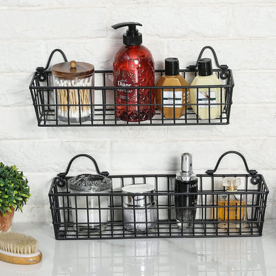 Wall Mounted Storage Baskets, Metal Wire Organizer