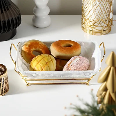 Stylish Gold Fruit Bowl for Kitchen, Iron Wire Fruit Storage Basket