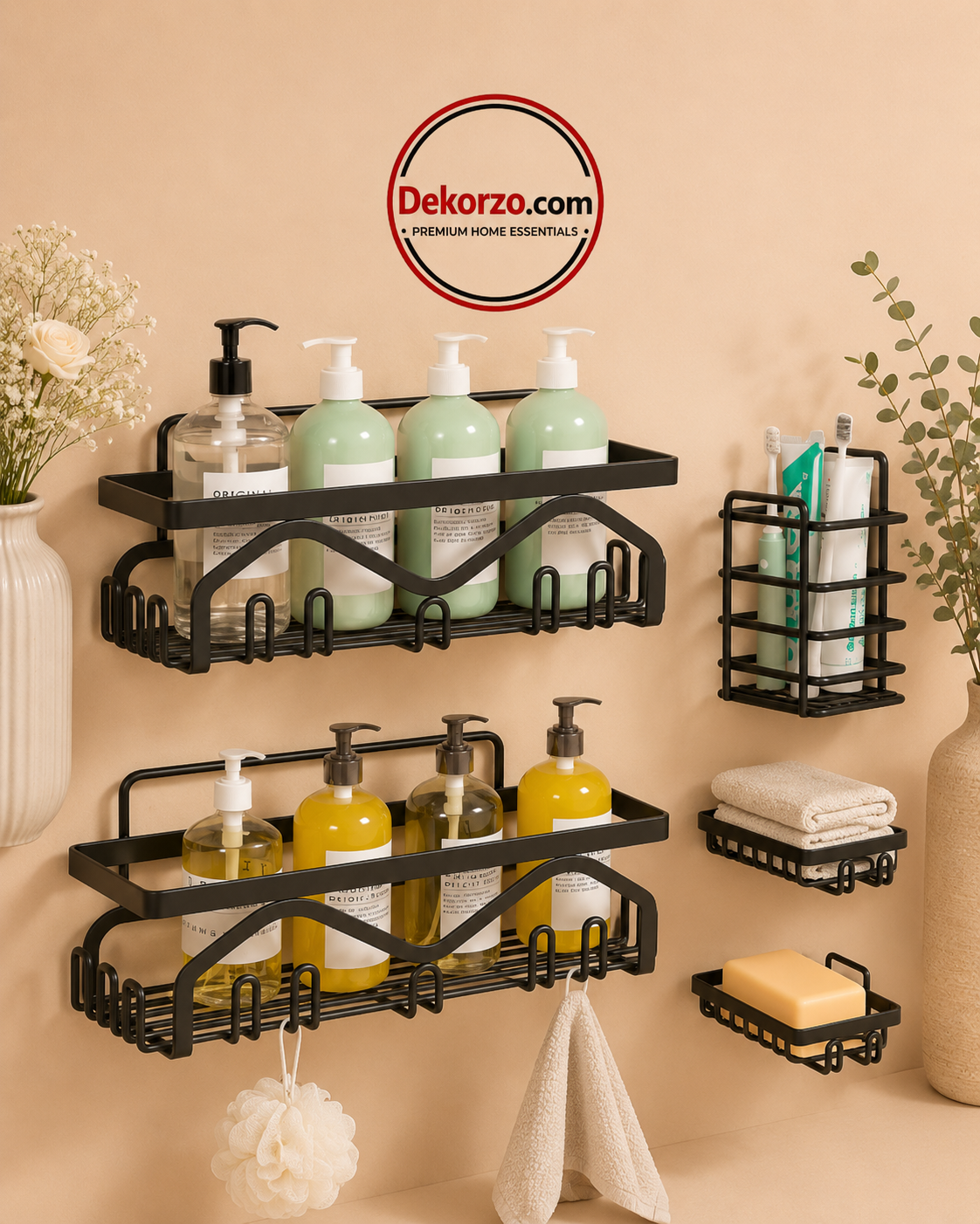 Luxury Wall Mounted Bathroom Rack Organizer – Multi Storage Shelf
