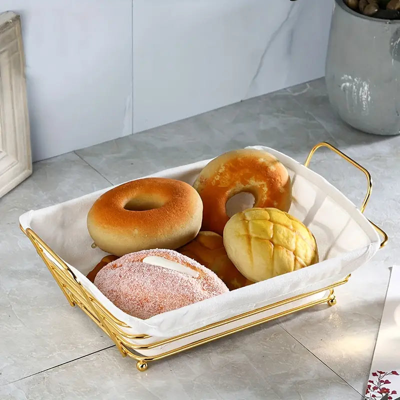 Stylish Gold Fruit Bowl for Kitchen, Iron Wire Fruit Storage Basket