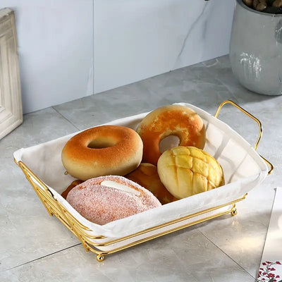 Stylish Gold Fruit Bowl for Kitchen, Iron Wire Fruit Storage Basket