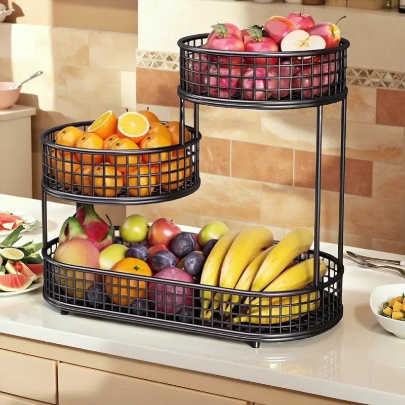 Elegant Multi-Tier Metal Fruit Basket - Large, Luxury Design