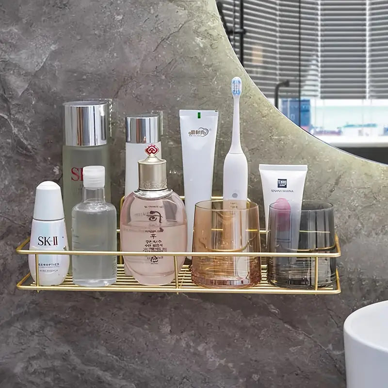 Bathroom Shelf, Bathroom Wall-mounted Square Storage Rack, Toilet Cosmetic Rack