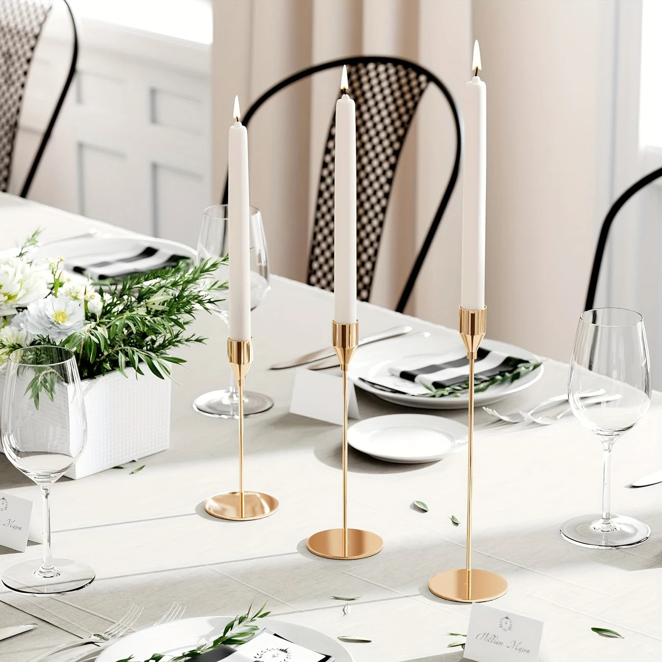 Elegant Golden Candle Holder Set