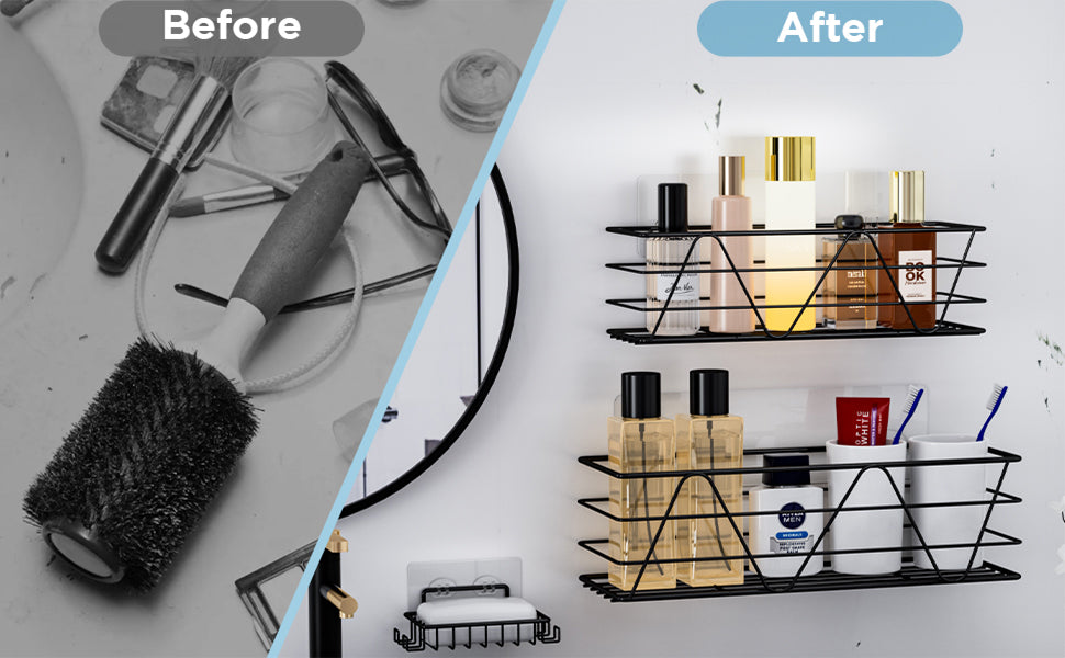 Bathroom Shelves 3-Pack Basket with Soap Dish Holder
