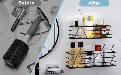 Bathroom Shelves 3-Pack Basket with Soap Dish Holder