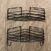 2-Tier Corner Bathroom Shelf with Hooks – Black