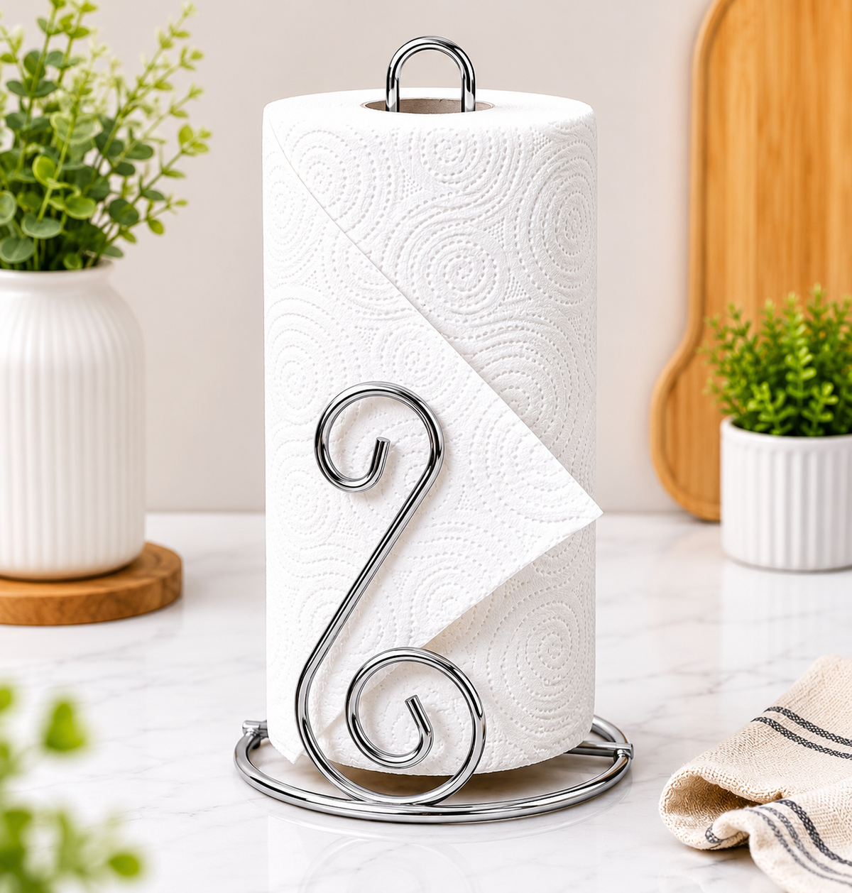 Elegant Spiral Metal Tissue Roll Holder