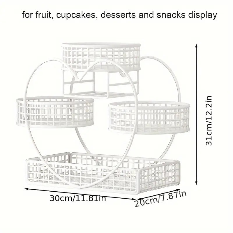Heart-Shaped 3-Tier Metal Fruit Basket
