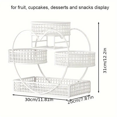 Heart-Shaped 3-Tier Metal Fruit Basket