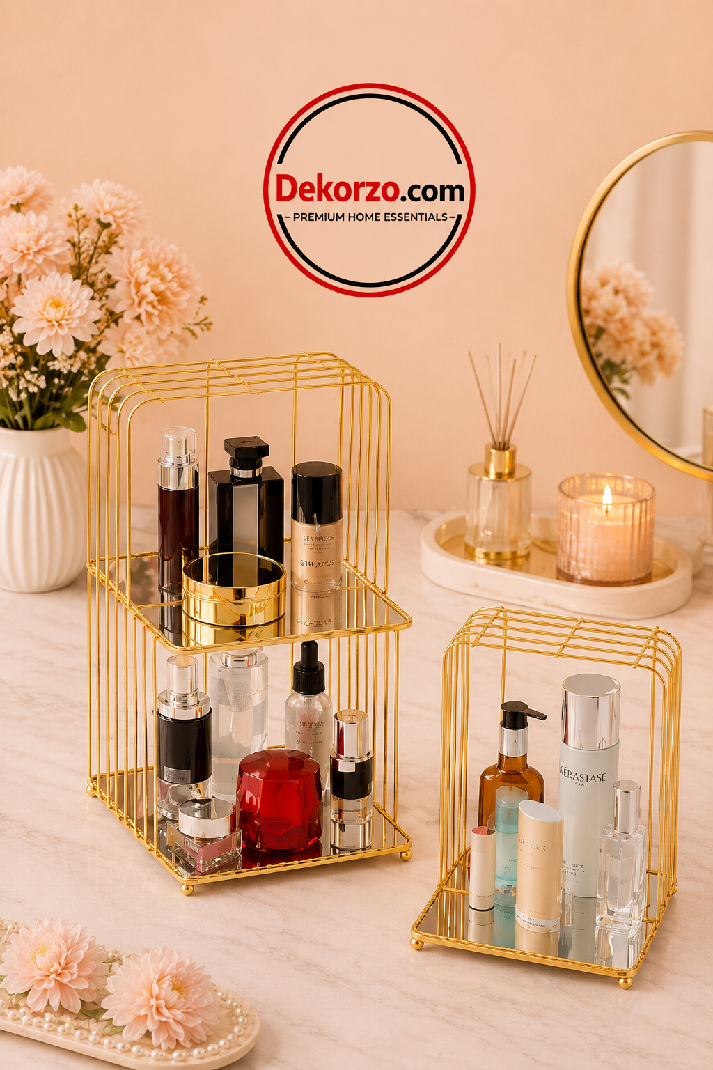 Gold Metal Makeup Organizer
