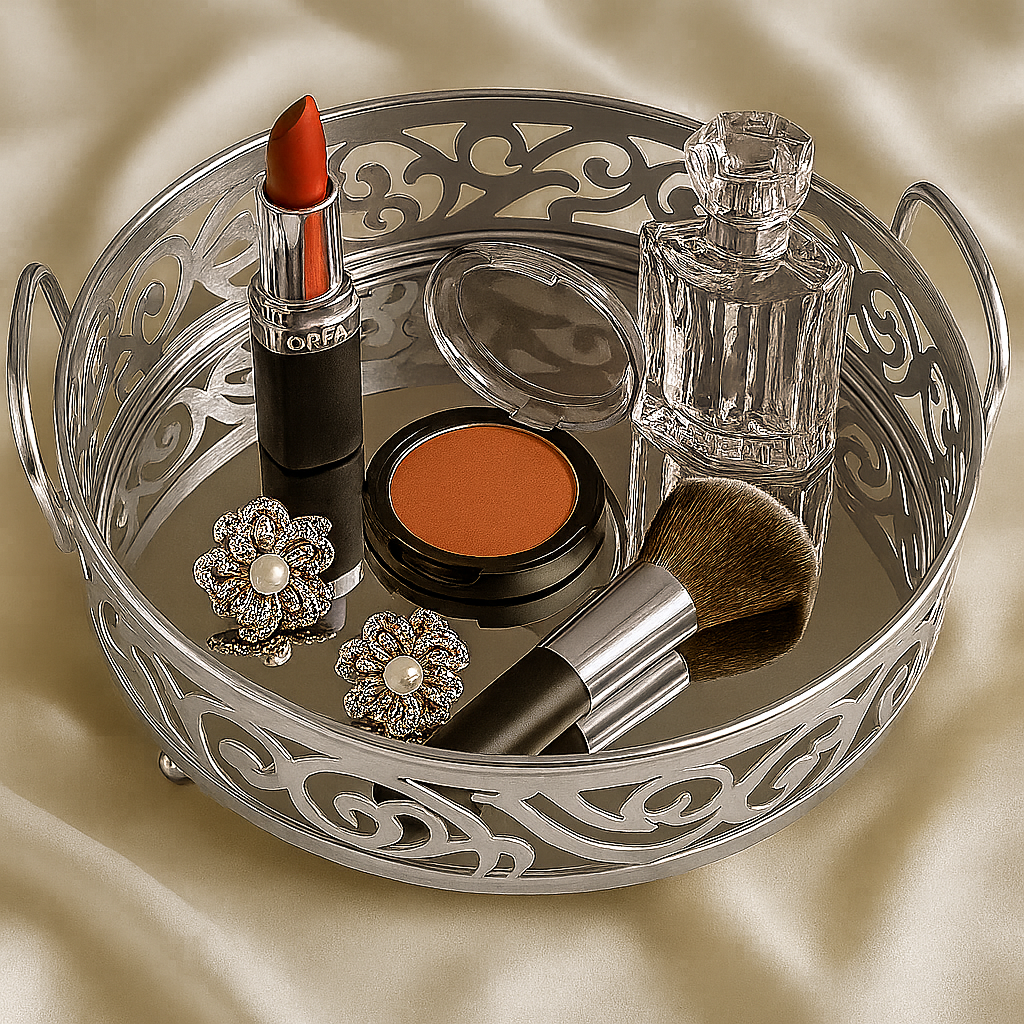 Glass Mirror Gold Luxury Storage Display Tray