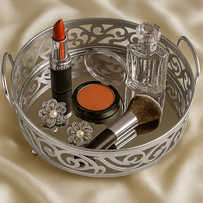 Glass Mirror Gold Luxury Storage Display Tray