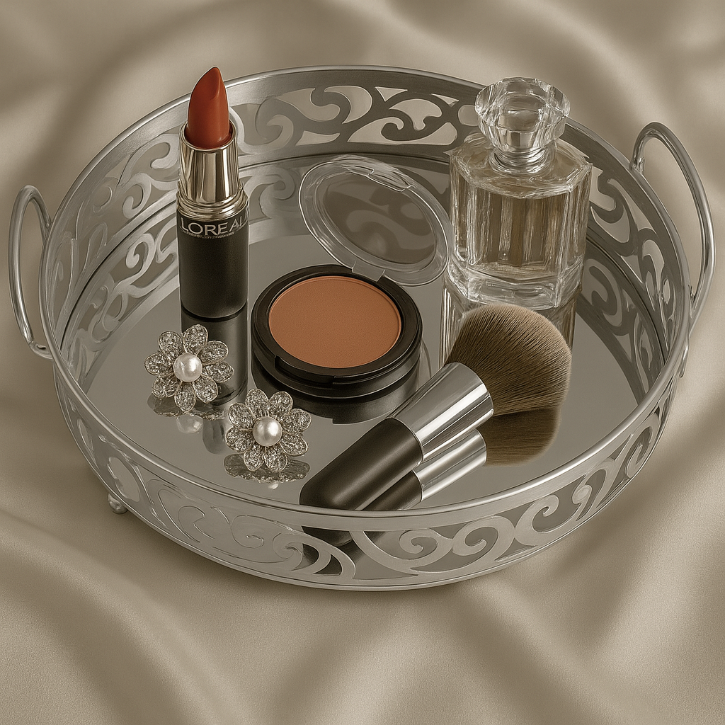 Glass Mirror Gold Luxury Storage Display Tray