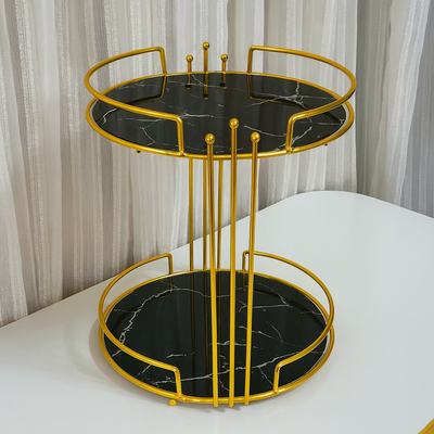 2-Tier Gold & Black Marble makeup organizer