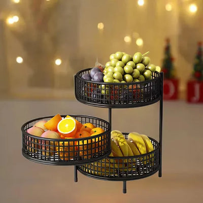 Multi Layers Rotatable Fruit Tray Stand Space Saver