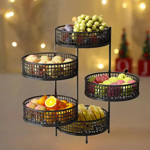 Multi Layers Rotatable Fruit Tray Stand Space Saver