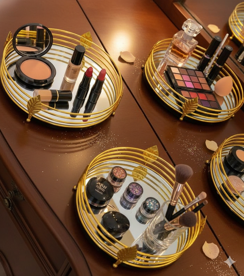 Premium Gold Mirrored Vanity Tray