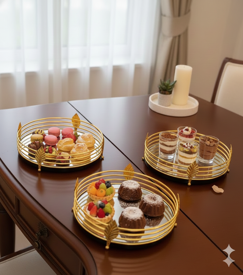 Premium Gold Mirrored Vanity Tray