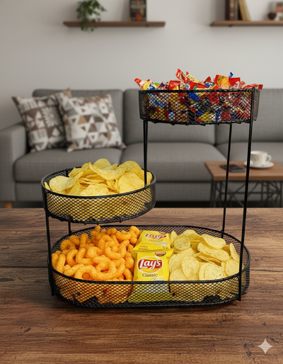 Multi-Tier Metal Fruit Basket - Large, Luxury Design