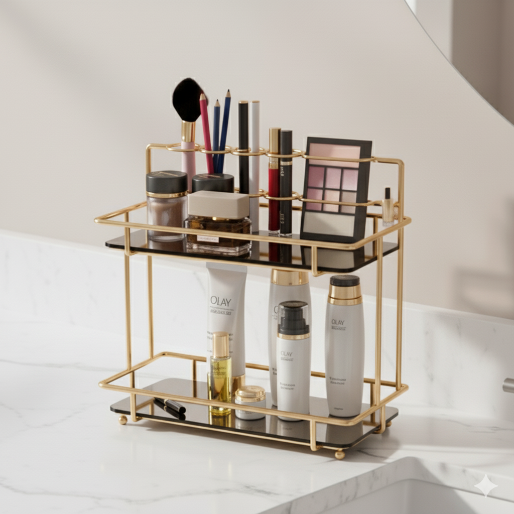 Bathroom Metal Makeup Storage Organizer