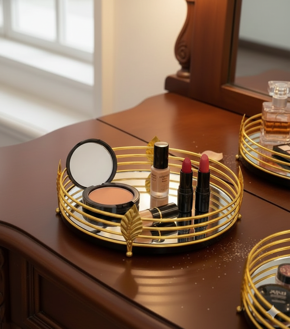 Premium Gold Mirrored Vanity Tray