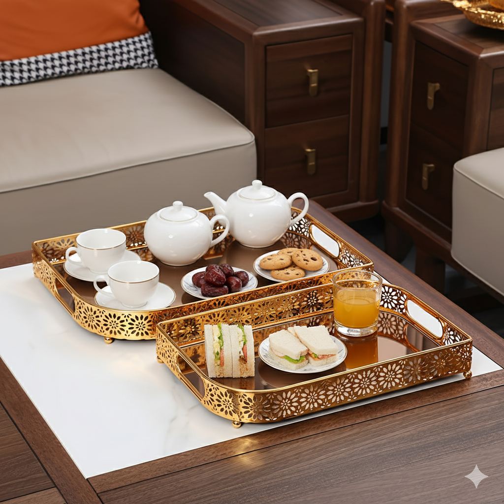 Luxury Golden Metal Tray