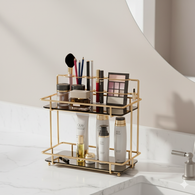 Bathroom Metal Makeup Storage Organizer